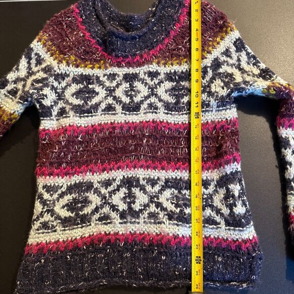 Free People Silver Reed Fair Isle Chunky Knit Sweater Size S - Picture 7 of 9
